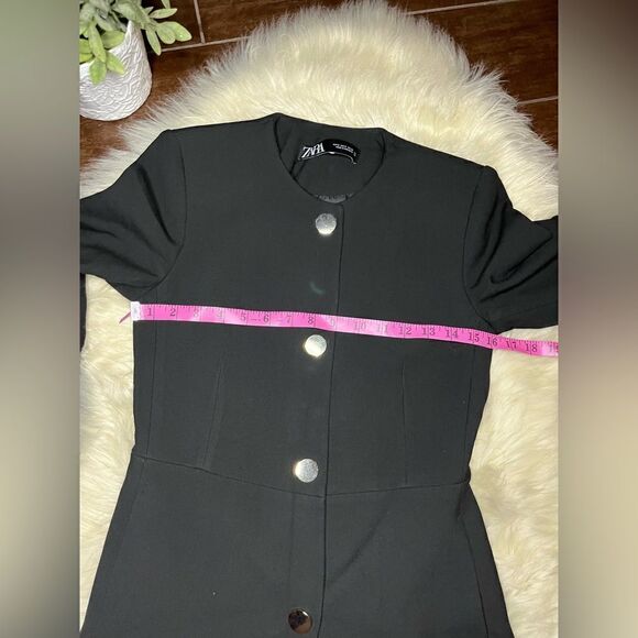 Zara black frock coat collarless blazer with gold buttons sz small - Picture 10 of 12